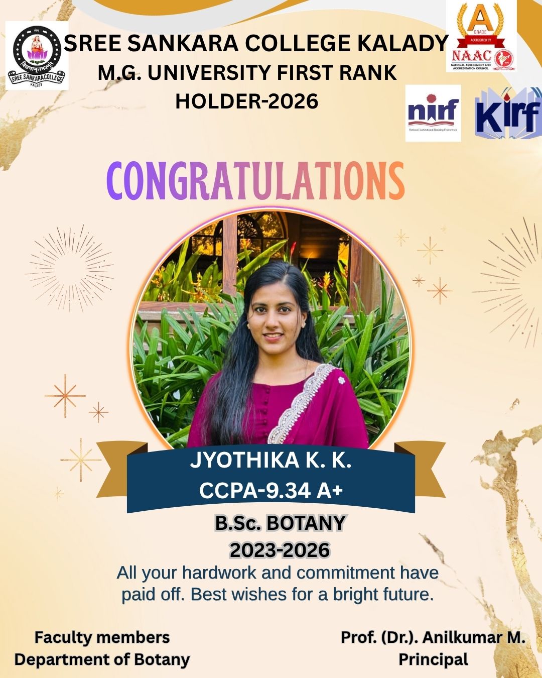M.G. University First Rank – 2026